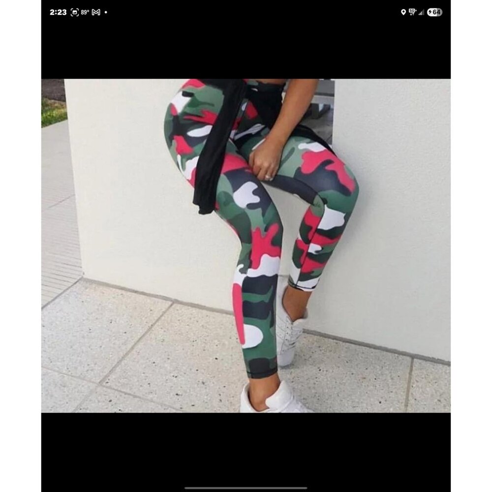 SilhLuxe Activewear Camo Leggings Women's Green Red White Black